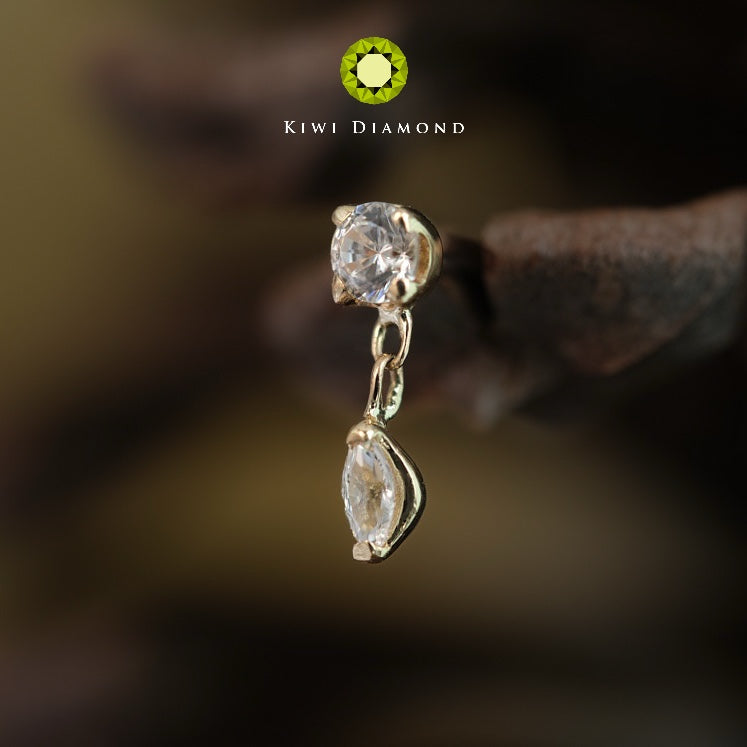 KIWI DIAMOND - MARQUISE DANGLE END (1.5mm) - 14KT SOLID GOLD - THREADLESS END