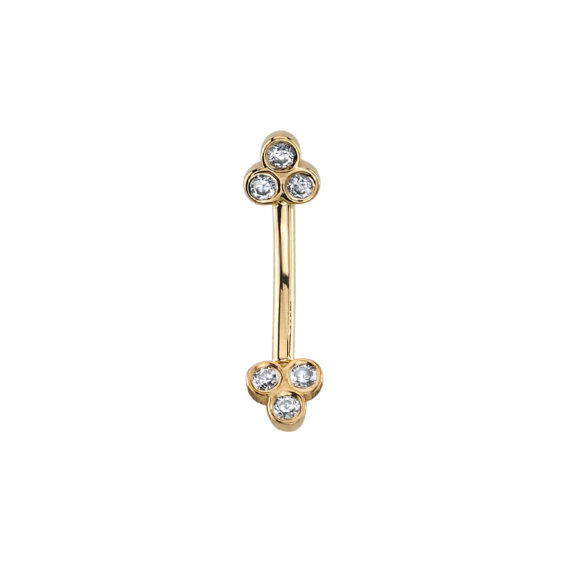BVLA - TRI BEZEL - 14KT SOLID GOLD - CURVED BARBELL