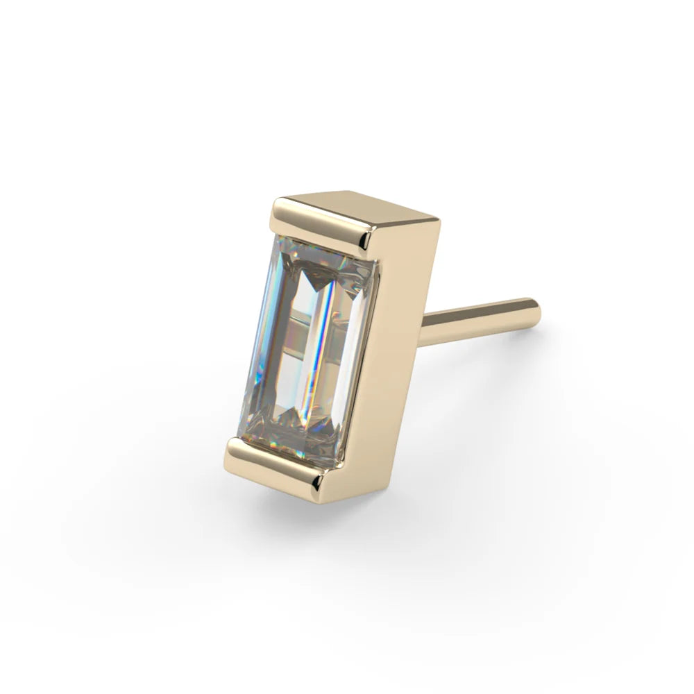 KIWI DIAMOND - CHANNEL-SET BAGUETTE - 14KT SOLID GOLD - THREADLESS END