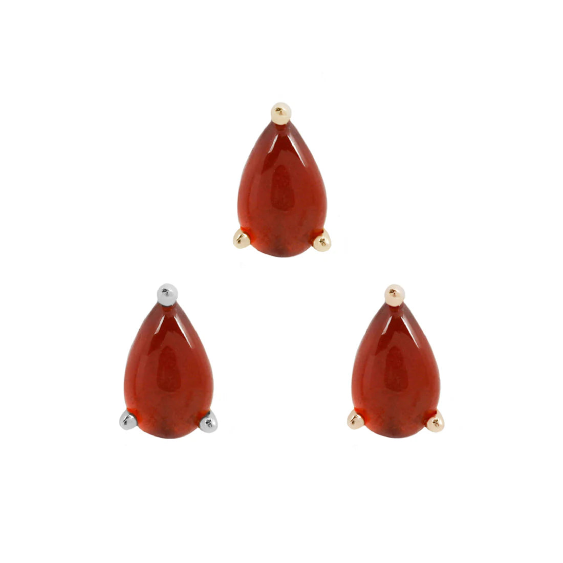 BUDDHA JEWELRY - PEAR PRONG - GARNET - 14KT SOLID GOLD - THREADLESS END