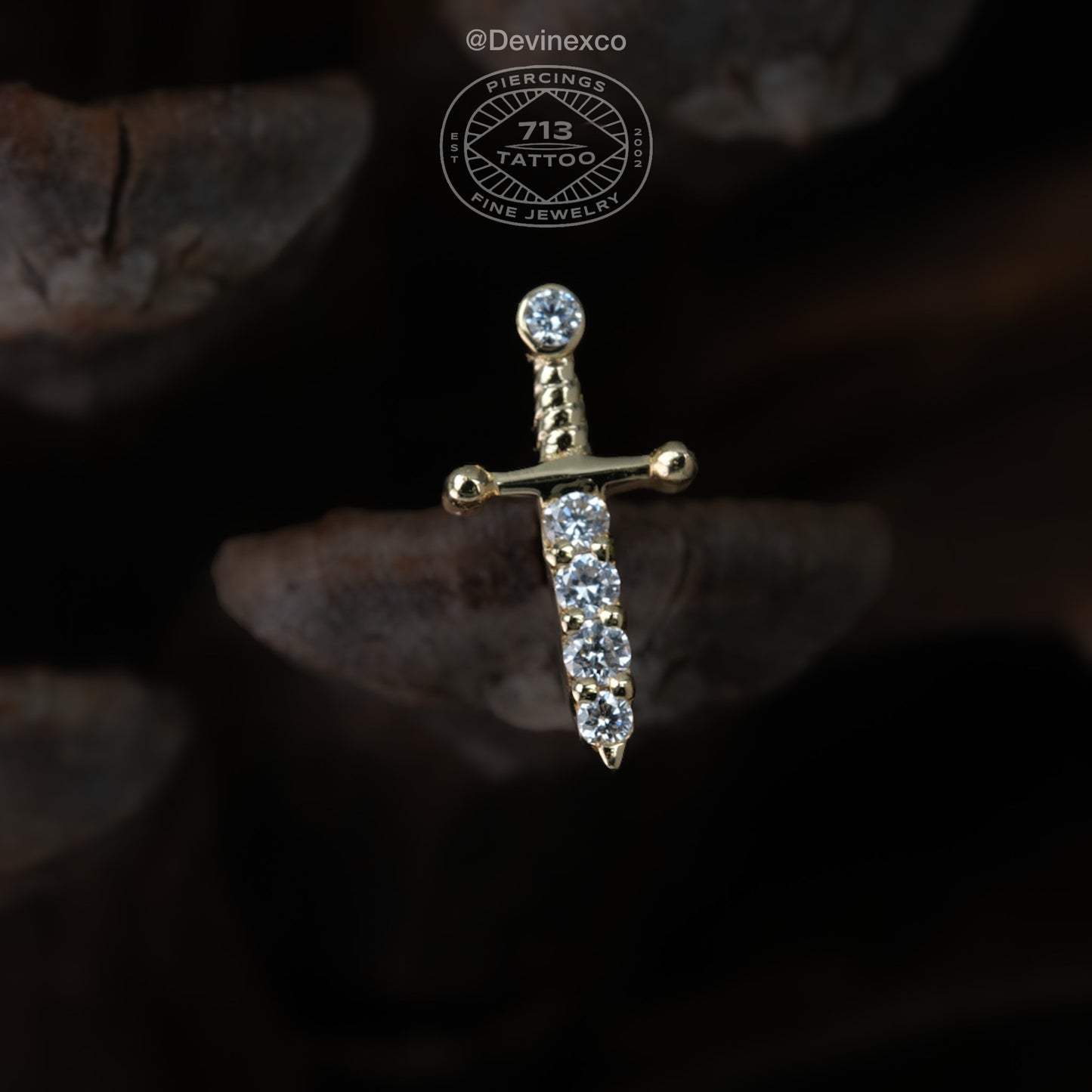 DEVINE X CO - DAGGER - 14KT SOLID GOLD - THREADLESS END