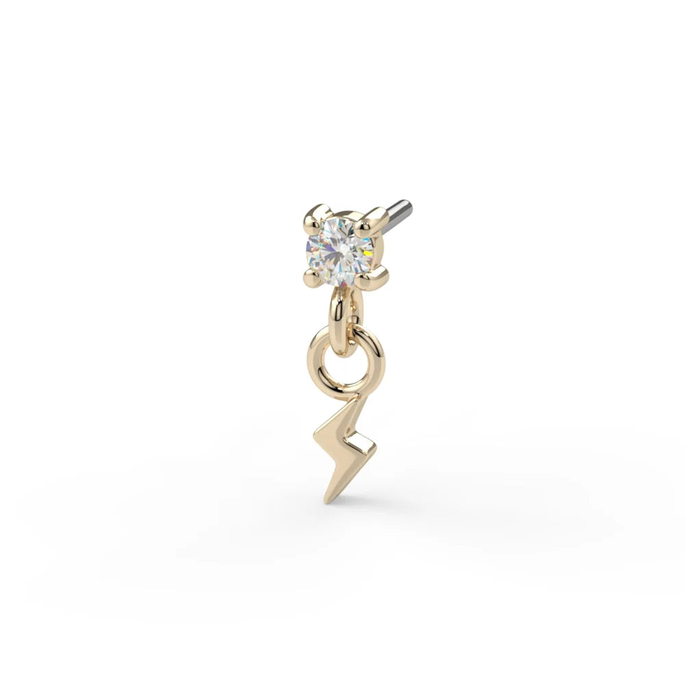 KIWI DIAMOND - BOLT DANGLE - 14KT SOLID GOLD - THREADLESS END