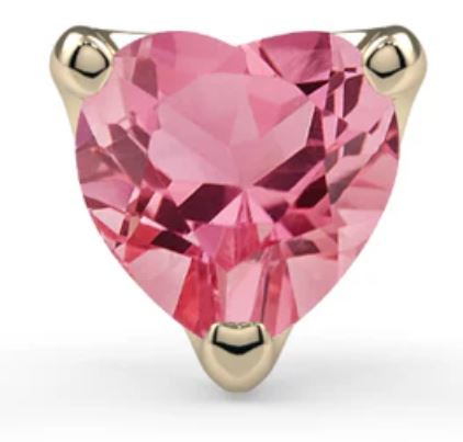 KIWI DIAMOND - LOW PROFILE HEART PRONG - 14KT SOLID GOLD - THREADLESS END