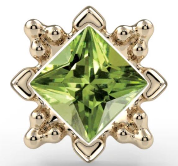 KIWI DIAMOND - RAE - (3MM) - 14KT SOLID GOLD - THREADLESS END