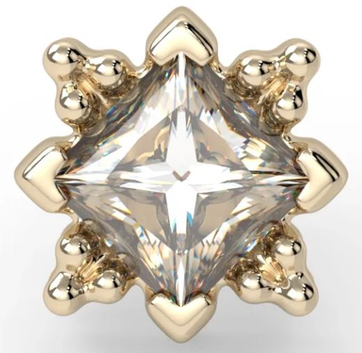 KIWI DIAMOND - RAE - (3MM) - 14KT SOLID GOLD - THREADLESS END