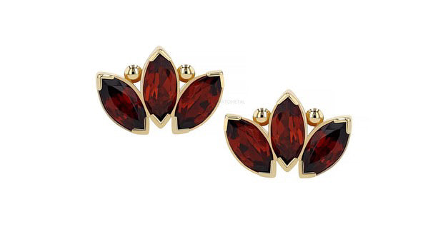 ANATOMETAL - MARQUISE FAN - STYLE 3 - CABOCHON - 18KT SOLID GOLD - THREADLESS END