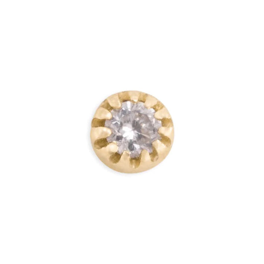 TAWAPA - SCALLOP - BIRTHSTONES 3MM (WITH 2MM STONE) - 14KT SOLID GOLD - THREADLESS ENDS