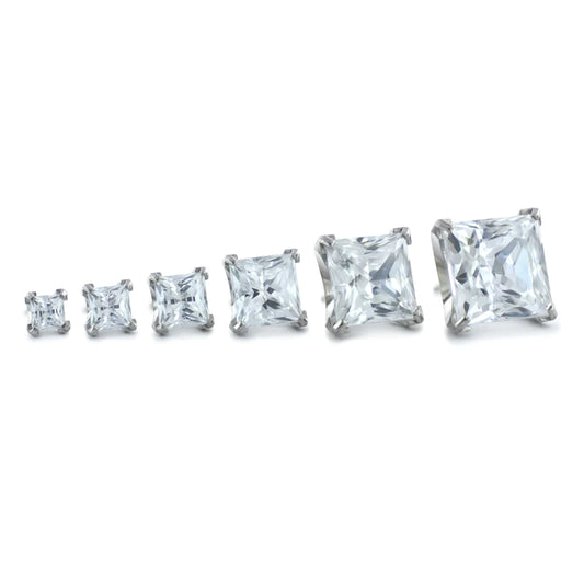 NEOMETAL - PRINCESS CUT PRONG SET GEM - AURORA BOREALIS - TITANIUM - THREADLESS END