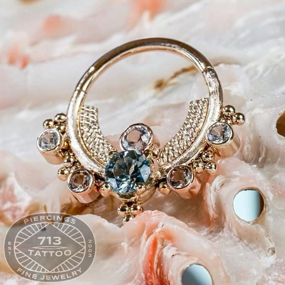 DUSK BODY JEWELRY - MONTANA SAPPHIRE CLICKER - 14KT YELLOW GOLD -CLICKER