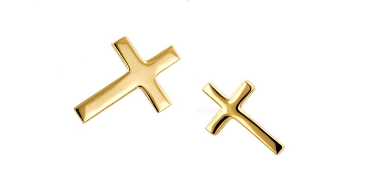 ANATOMETAL - CROSS - MULTIPLE DESIGNS - 18KT SOLID GOLD - THREADLESS