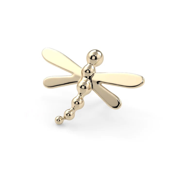 KIWI DIAMOND - DRAGONFLY - 14KT OR 18KT SOLID GOLD - THREADLESS END