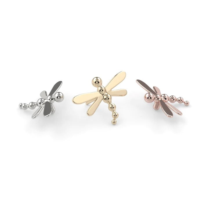 KIWI DIAMOND - DRAGONFLY - 14KT OR 18KT SOLID GOLD - THREADLESS END