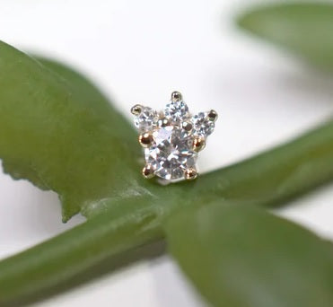 MODERN MOOD - LEIA MINI - ALL DIAMOND - 14KT SOLID GOLD - THREADLESS END