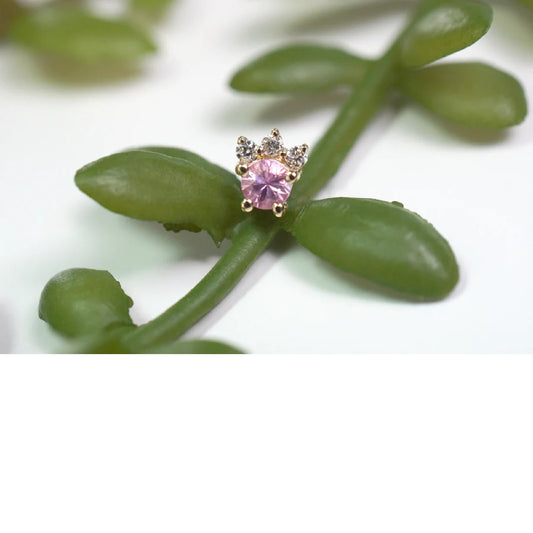 MODERN MOOD - LEI - ROUND FACETED GEMSTONE - 14KT SOLID GOLD - THREADLESS END