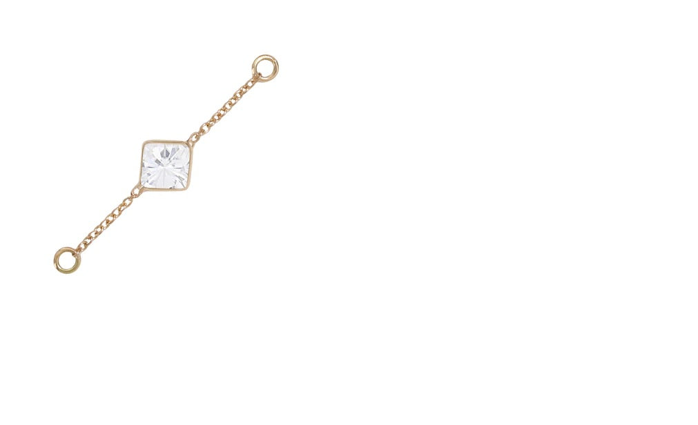GOLDEN AROWANA - MOISSANITE - SINGLE SQUARE BEZEL CHAIN - 25MM - 14kt SOLID GOLD