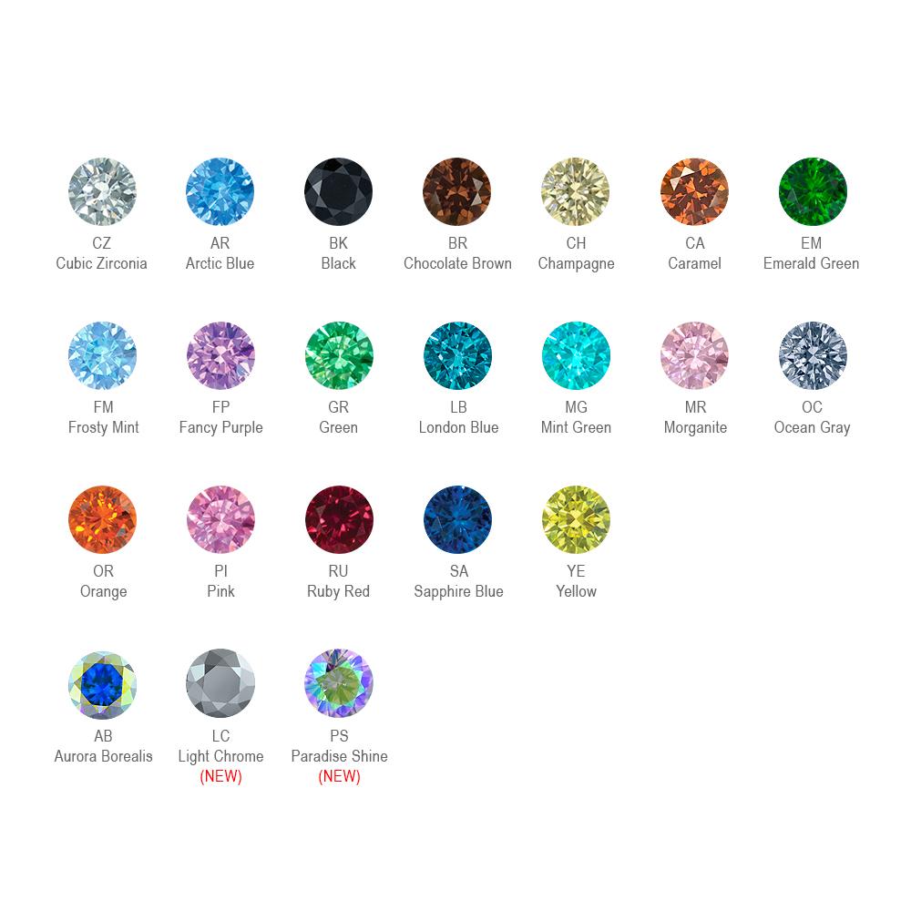NeoMetal - Prong Set - ARTIC BLUE CZ - Titanium Gem 1.5mm, 2mm, 2.5mm, 3mm, 4mm, 5mm