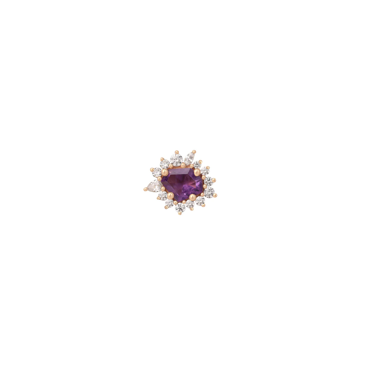 BUDDHA JEWELRY - EYE CANDY - AMETHYST + CZ - 14KT SOLID GOLD - THREADLESS END