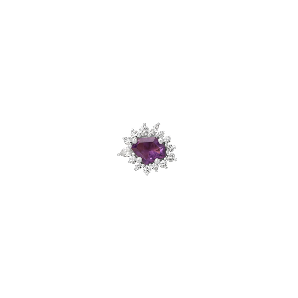 BUDDHA JEWELRY - EYE CANDY - AMETHYST + CZ - 14KT SOLID GOLD - THREADLESS END