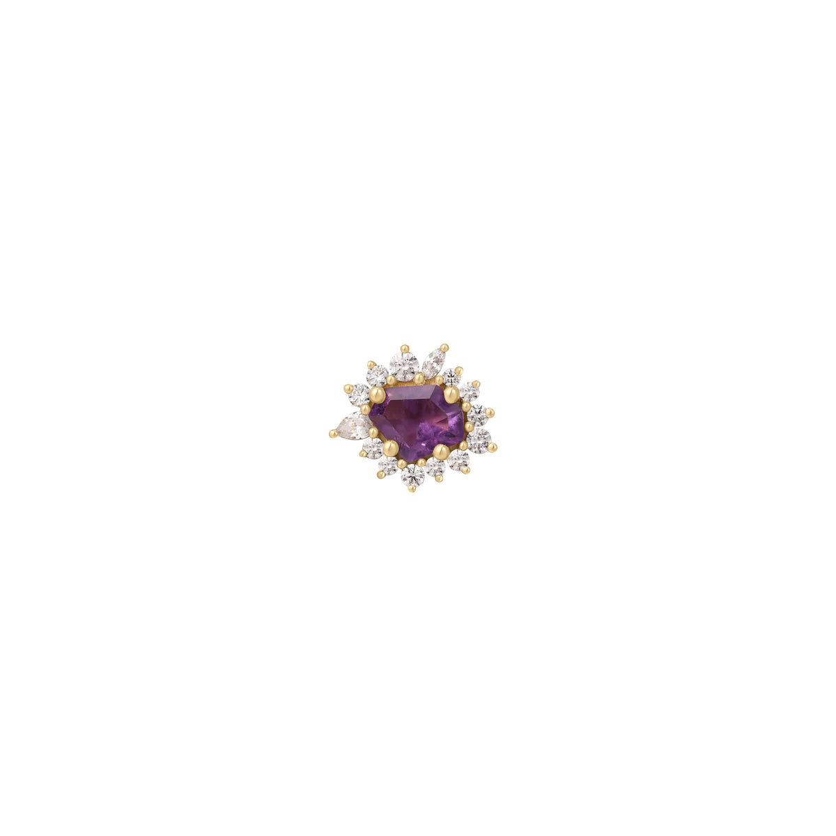 BUDDHA JEWELRY - EYE CANDY - AMETHYST + CZ - 14KT SOLID GOLD - THREADLESS END