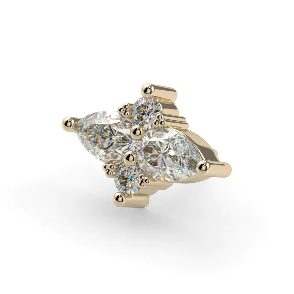 KIWI DIAMOND - SATORI CLUSTER - 14KT SOLID GOLD - THREADLESS END