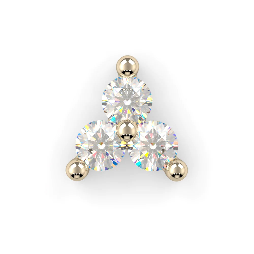 KIWI DIAMOND - TRINITY END - FACETED GEM - 14KT SOLID GOLD - THREADLESS END