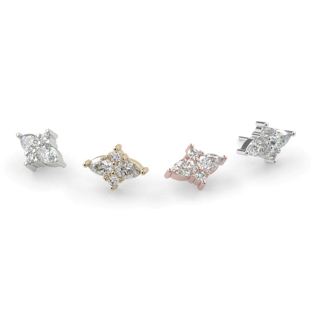 KIWI DIAMOND - SATORI CLUSTER - 14KT SOLID GOLD - THREADLESS END