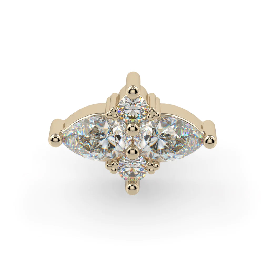 KIWI DIAMOND - SATORI CLUSTER - 14KT SOLID GOLD - THREADLESS END