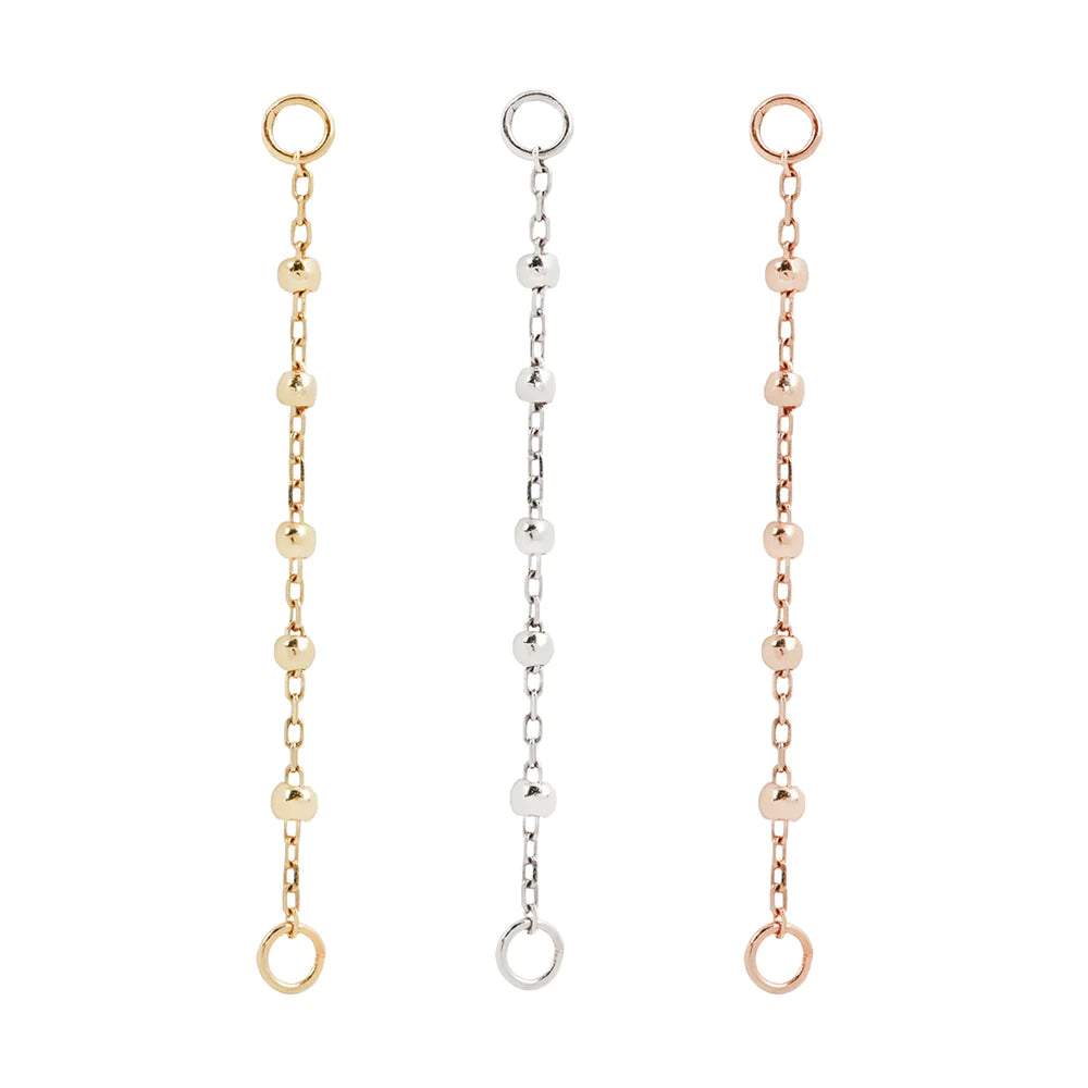 BUDDHA JEWELRY - 5 BEAD CHAIN - 14KT SOLID GOLD