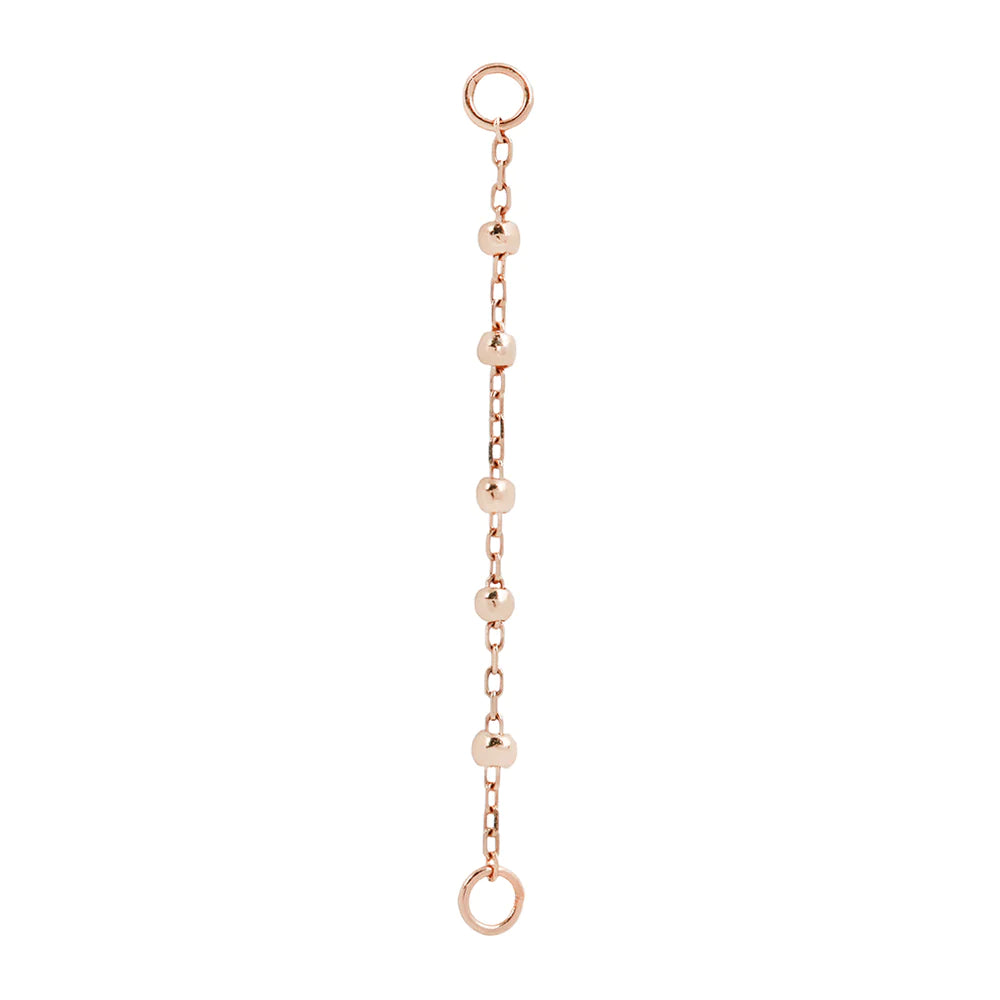 BUDDHA JEWELRY - 5 BEAD CHAIN - 14KT SOLID GOLD