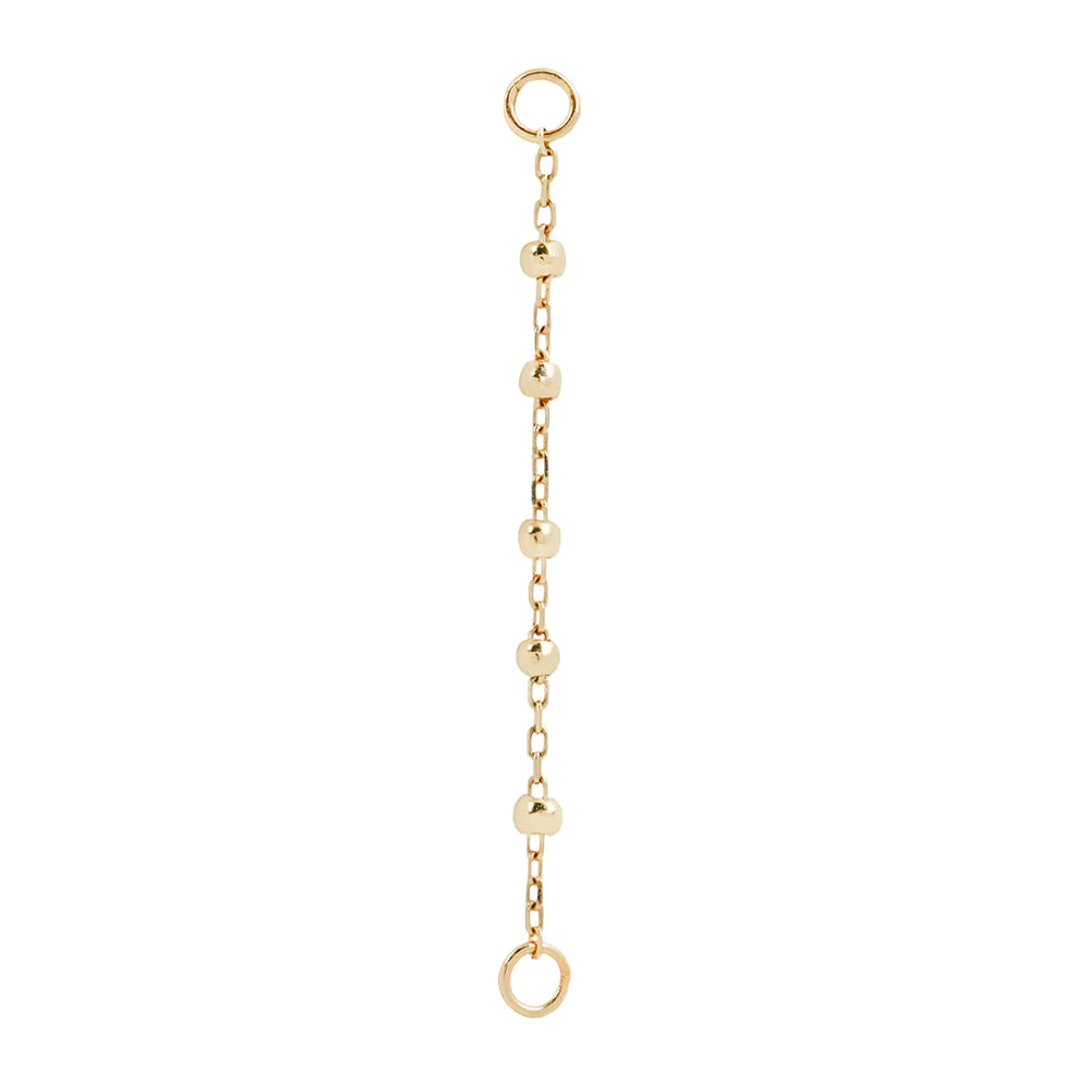 BUDDHA JEWELRY - 5 BEAD CHAIN - 14KT SOLID GOLD
