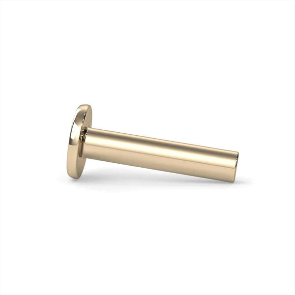 KIWI DIAMOND - THREADED FIXED BACK LABRET - 4MM Disc - 14KT SOLID GOLD POST