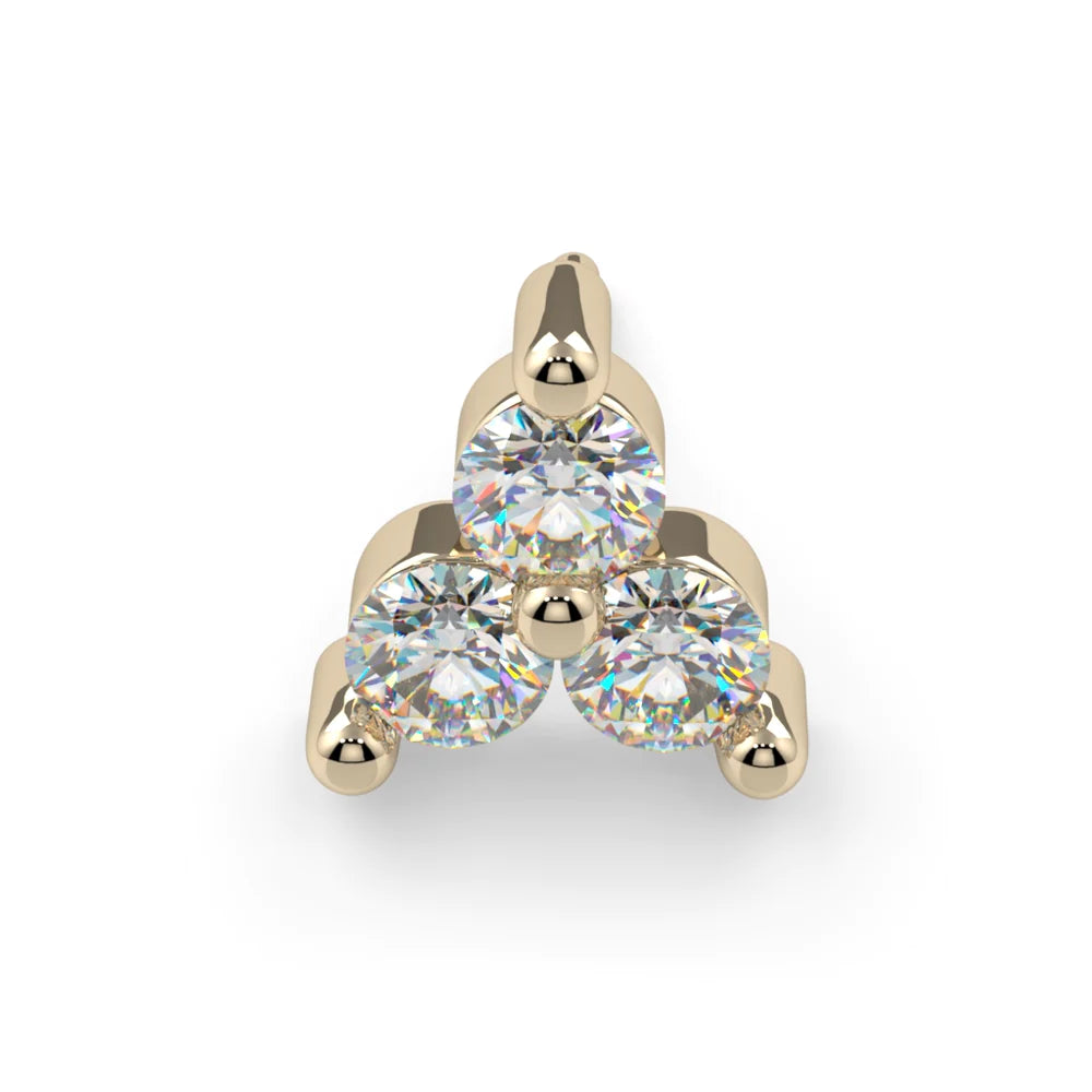 KIWI DIAMOND - TRINITY END - FACETED GEM - 14KT SOLID GOLD - THREADLESS END