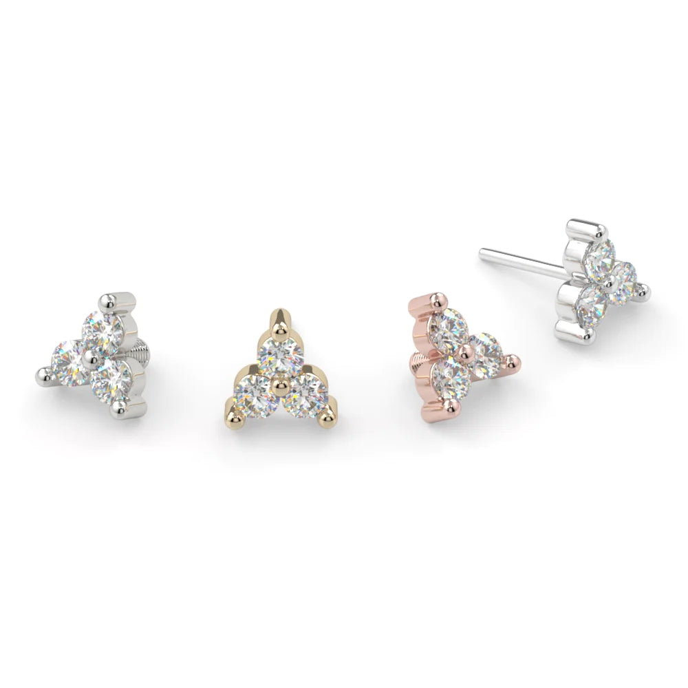 KIWI DIAMOND - TRINITY END - FACETED GEM - 14KT SOLID GOLD - THREADLESS END