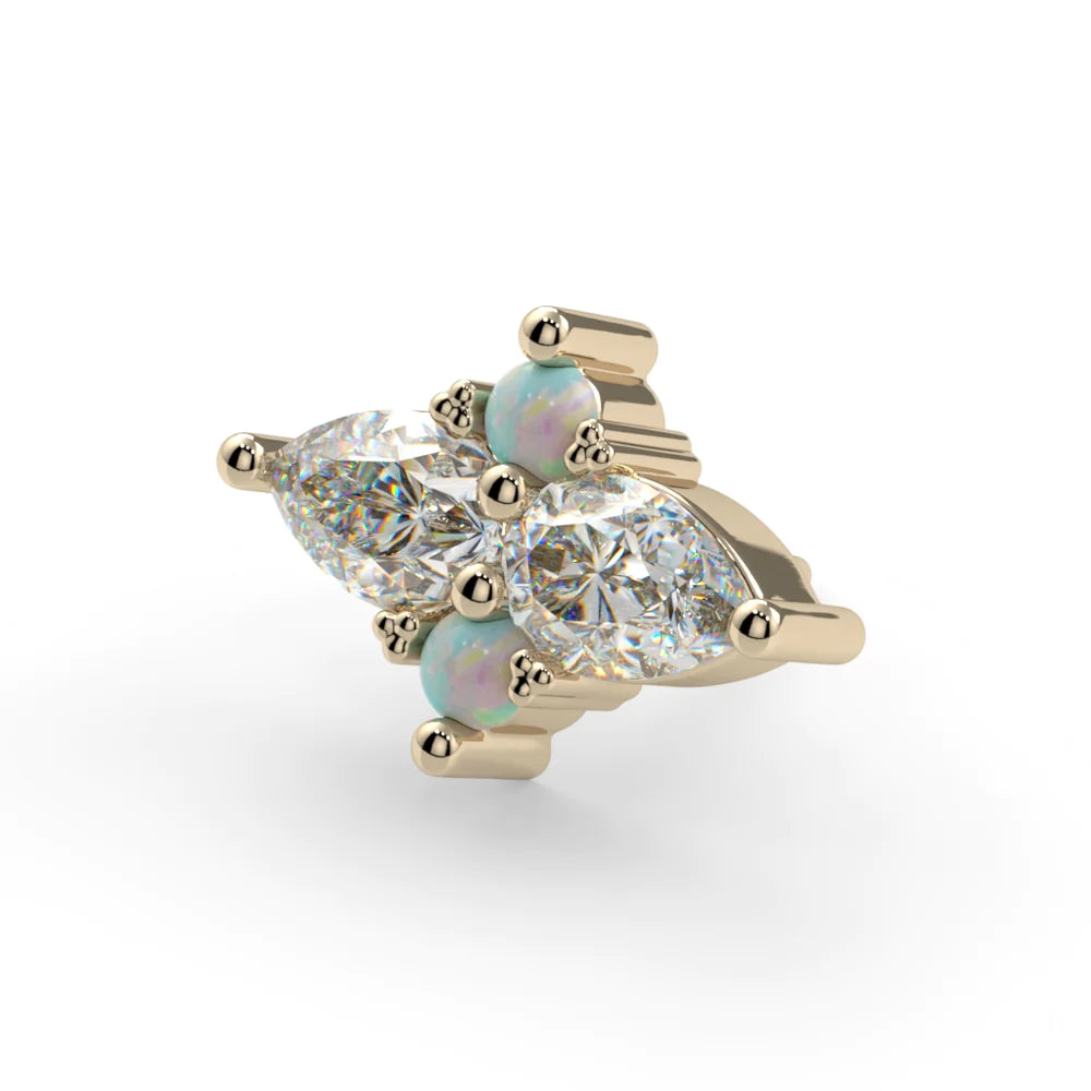 KIWI DIAMOND - SATORI CLUSTER - 14KT SOLID GOLD - THREADLESS END