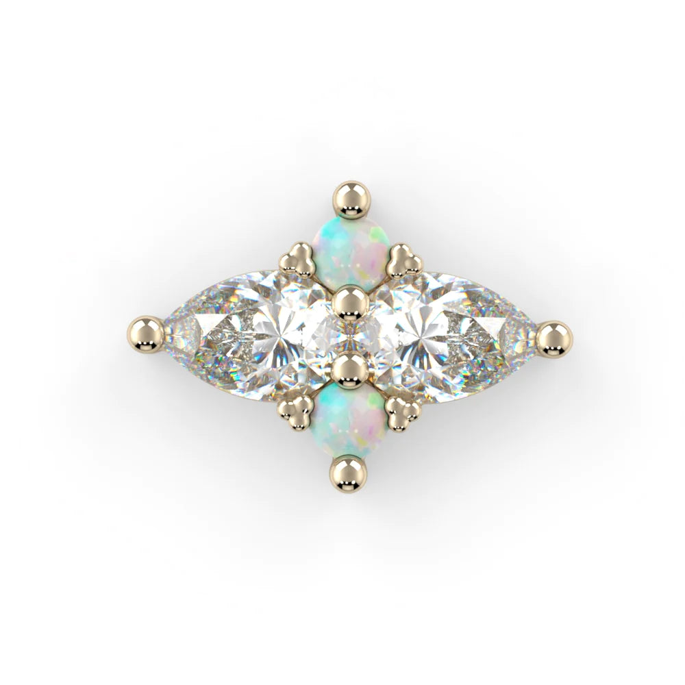 KIWI DIAMOND - SATORI CLUSTER - 14KT SOLID GOLD - THREADLESS END