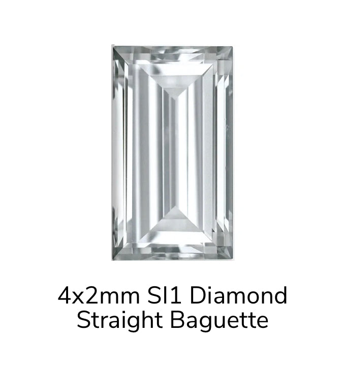 Kiwi Diamond - Baguette Prong - 4mm x 2mm - 14kt Solid Gold - CZ - Threadless
