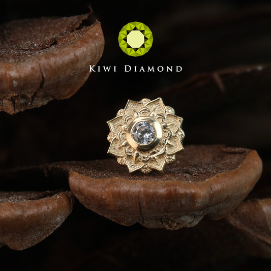 KIWI DIAMOND JEWELRY - MANDALA (5.5MM) - 14KT SOLID GOLD - THREADLESS END *