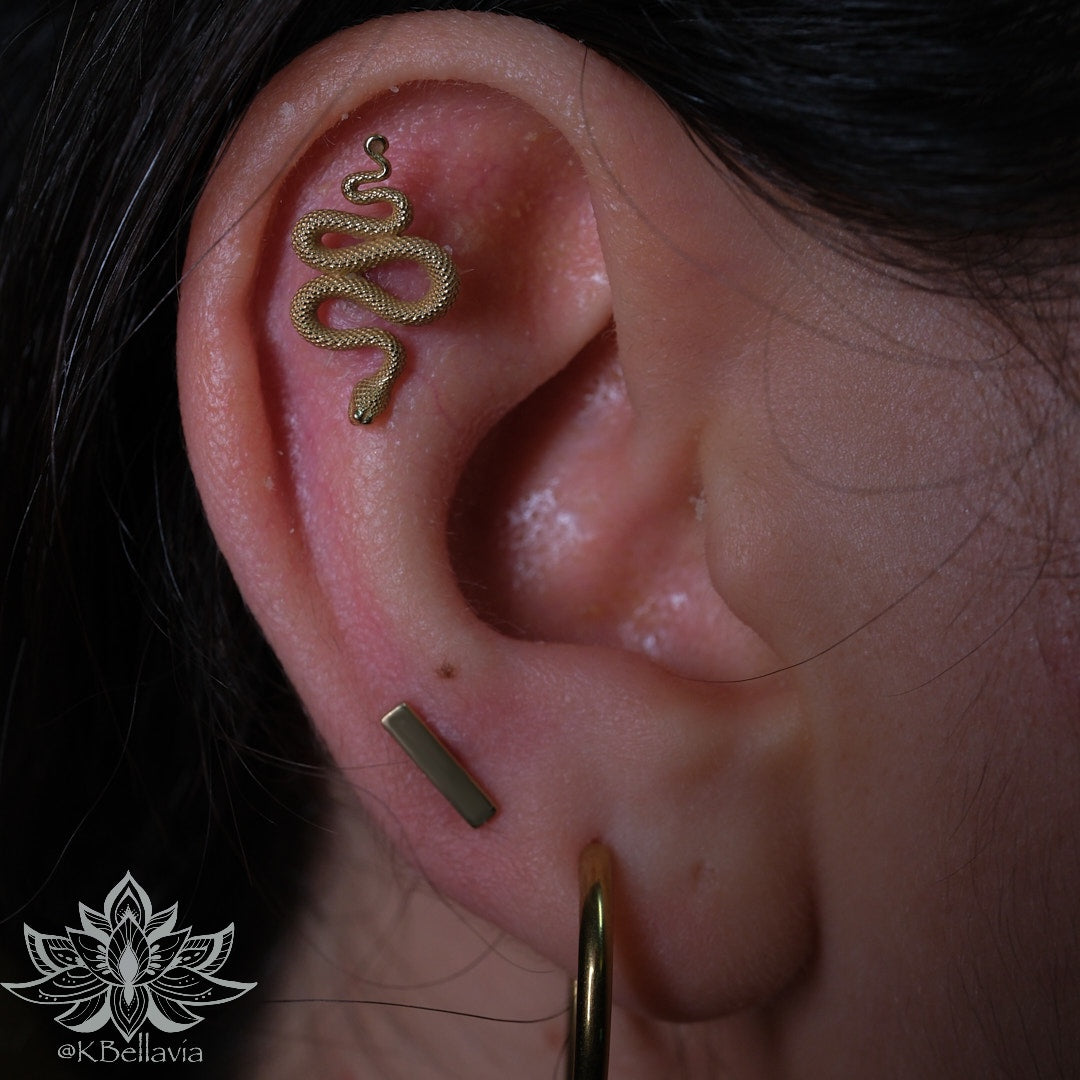 ANATOMETAL - SNAKE - 18KT SOLID GOLD - THREADED END