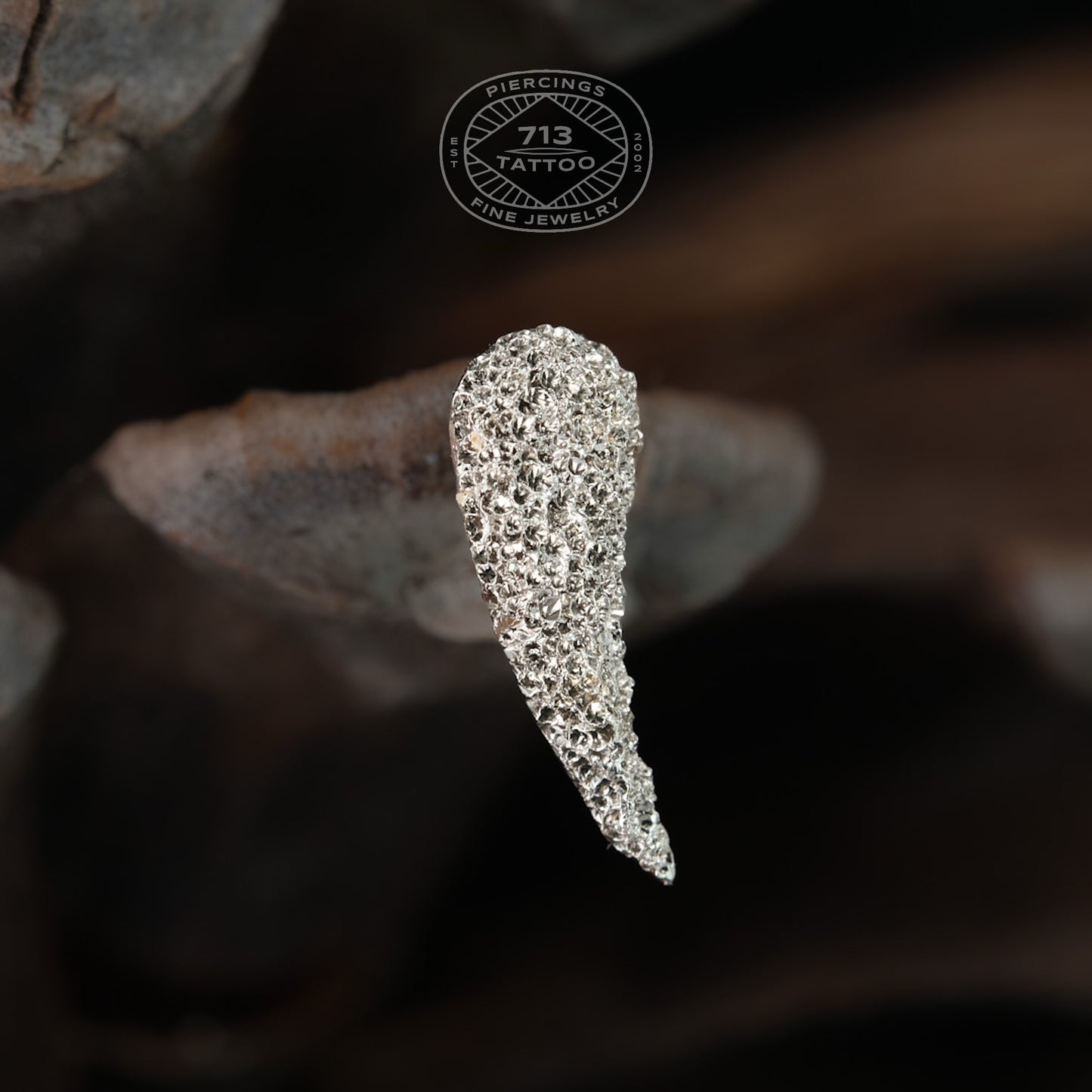 SEASONS HANDMADE JEWELRY - DIAMOND DUSK FANG - 14KT SOLID GOLD - THREADLESS END