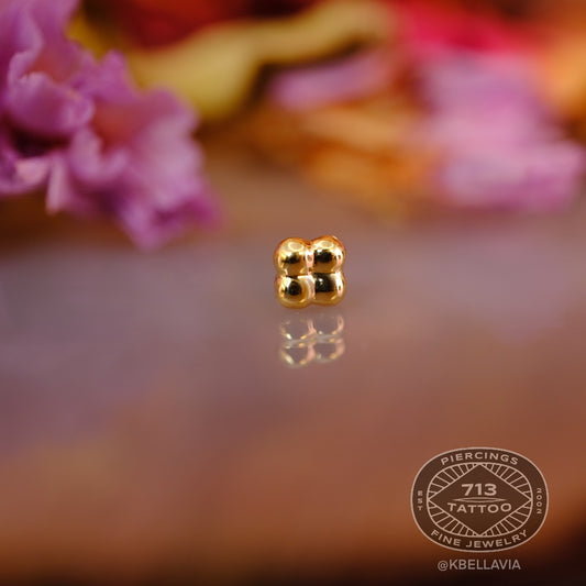ANATOMETAL - QUAD BEAD CLUSTER 1.5MM - 18KT SOLID GOLD - THREADLESS END