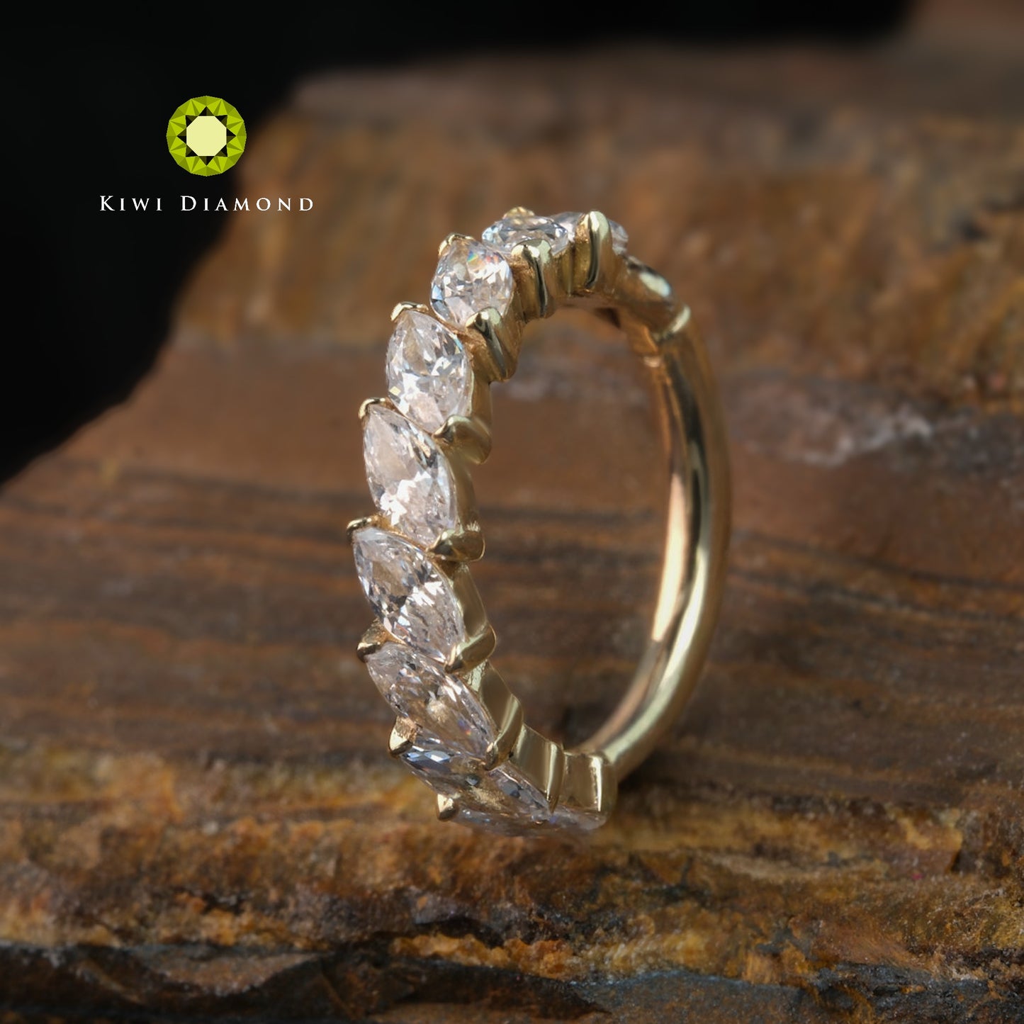 KIWI DIAMOND JEWELRY - LUMIERE SIDE SET - 14KT SOLID GOLD - CLICKER