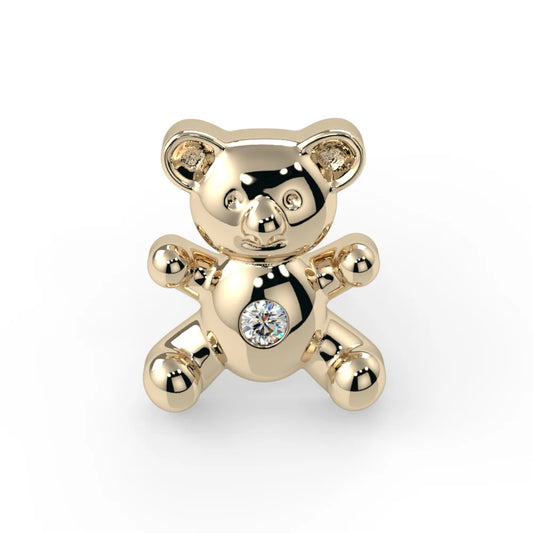 KIWI DIAMOND - GEM TEDDY BEAR - 14KT SOLID GOLD - THREADLESS END