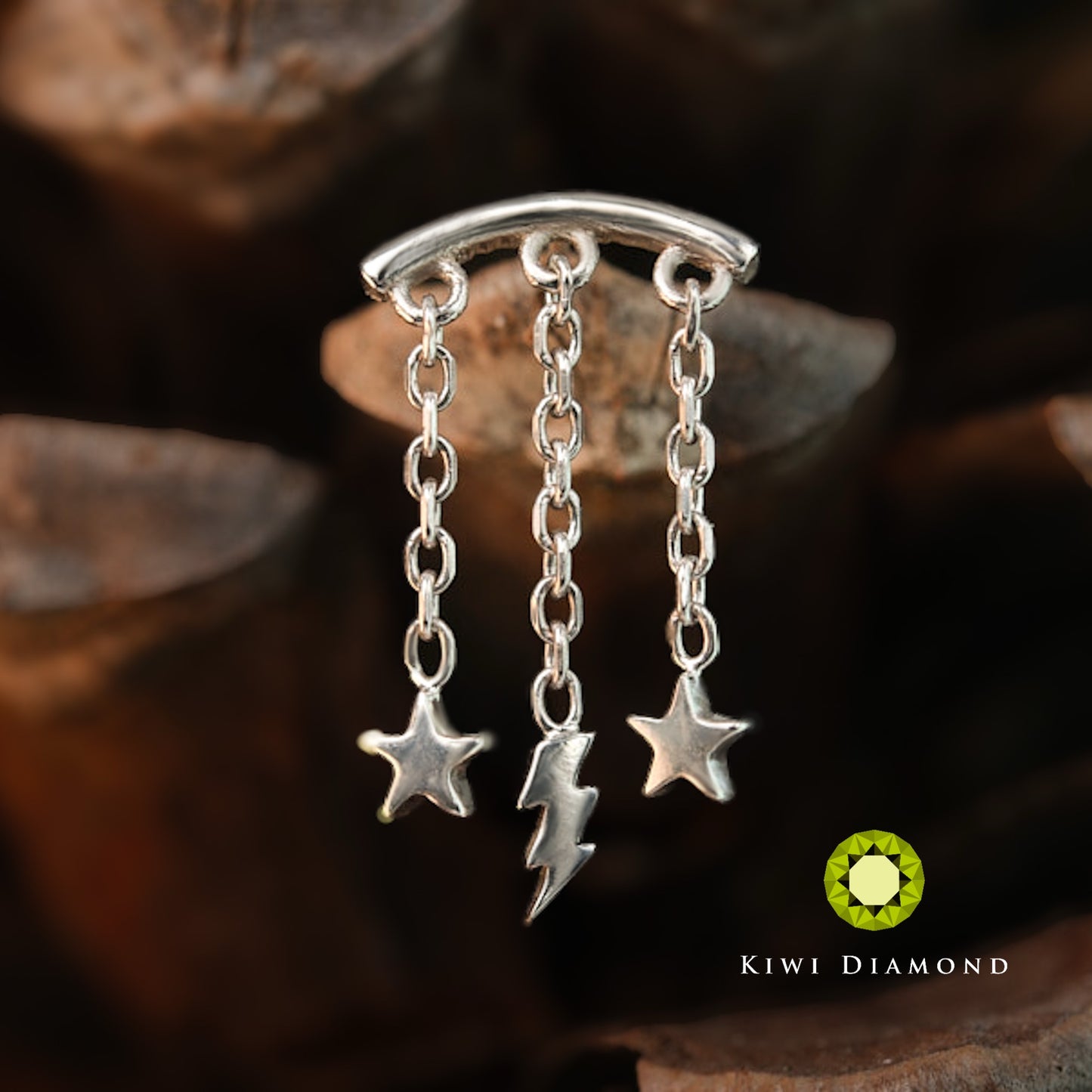 KIWI DIAMOND - TEMPEST HIDDEN HELIX - 14KT SOLID GOLD - THREADLESS END