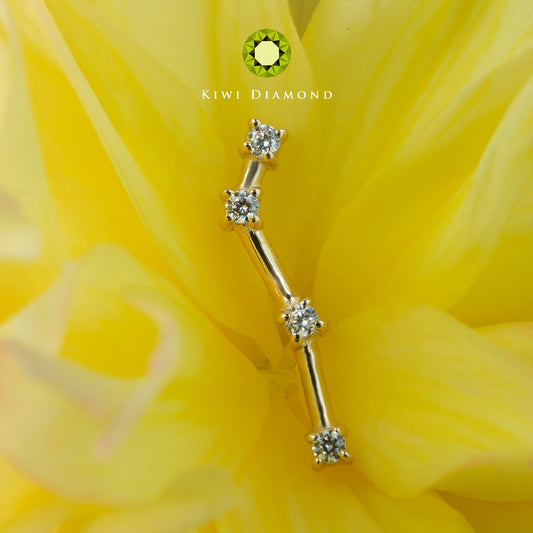 KIWI DIAMOND - CONSTELLATION STYLE END - 14KT SOLID GOLD - THREADLESS END