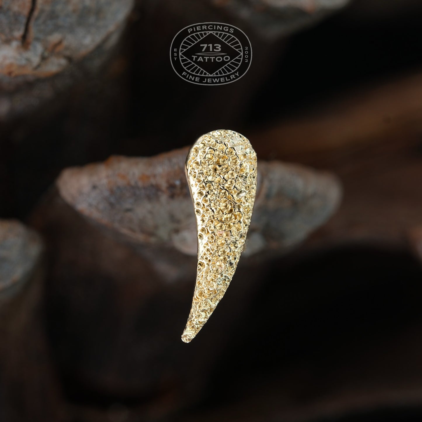 SEASONS HANDMADE JEWELRY - DIAMOND DUSK FANG - 14KT SOLID GOLD - THREADLESS END
