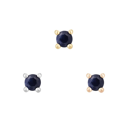 BUDDHA JEWELRY - BLUE SAPPHIRE PRONG - 2MM - 14KT SOLID GOLD - THREADLESS END