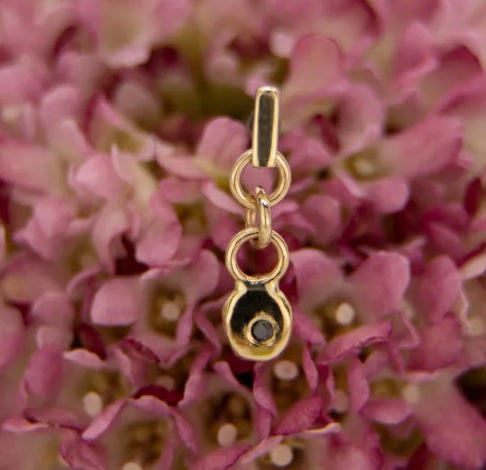 METTLE & SILVER - BLACK DIAMOND DANGLE - 14KT SOLID GOLD - THREADLESS END