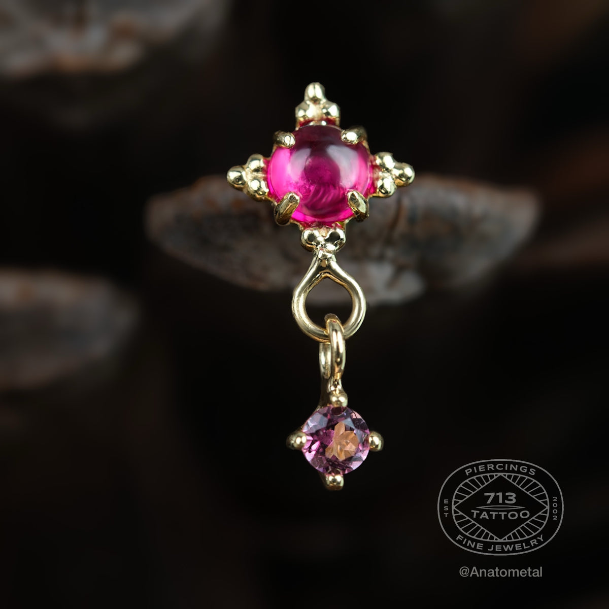 ANATOMETAL - ZIA + TIFFANY DANGLE - 14KT SOLID GOLD - THREADLESS END