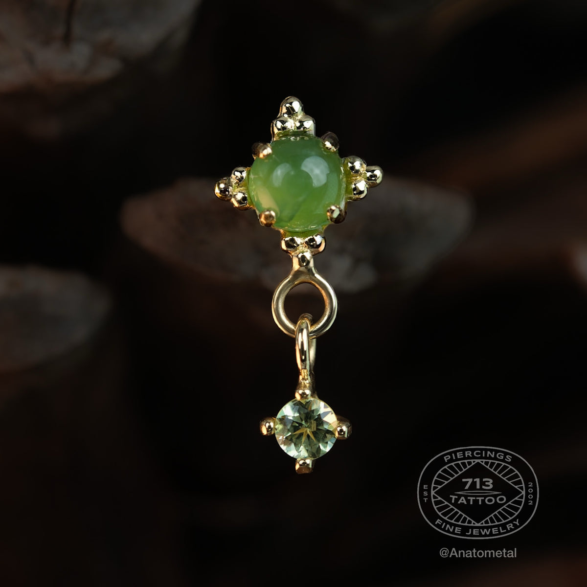 ANATOMETAL - ZIA + TIFFANY DANGLE - 14KT SOLID GOLD - THREADLESS END