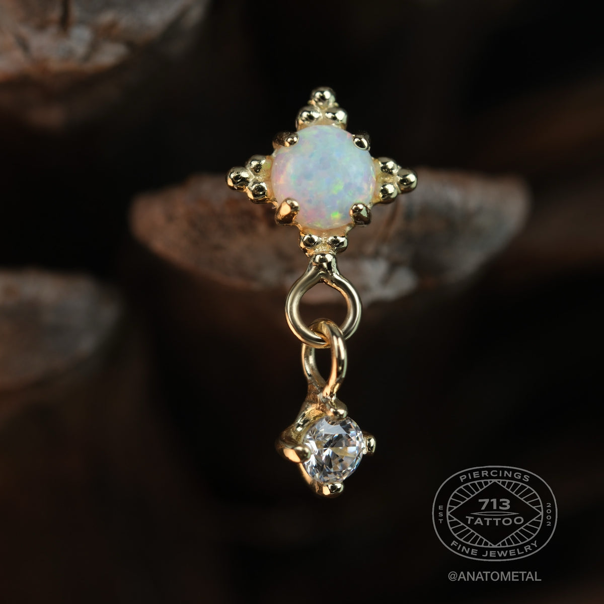 ANATOMETAL - ZIA + TIFFANY DANGLE - 14KT SOLID GOLD - THREADLESS END